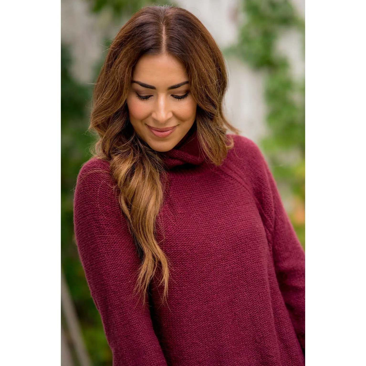 Ribbed Cowl Neck Sweater