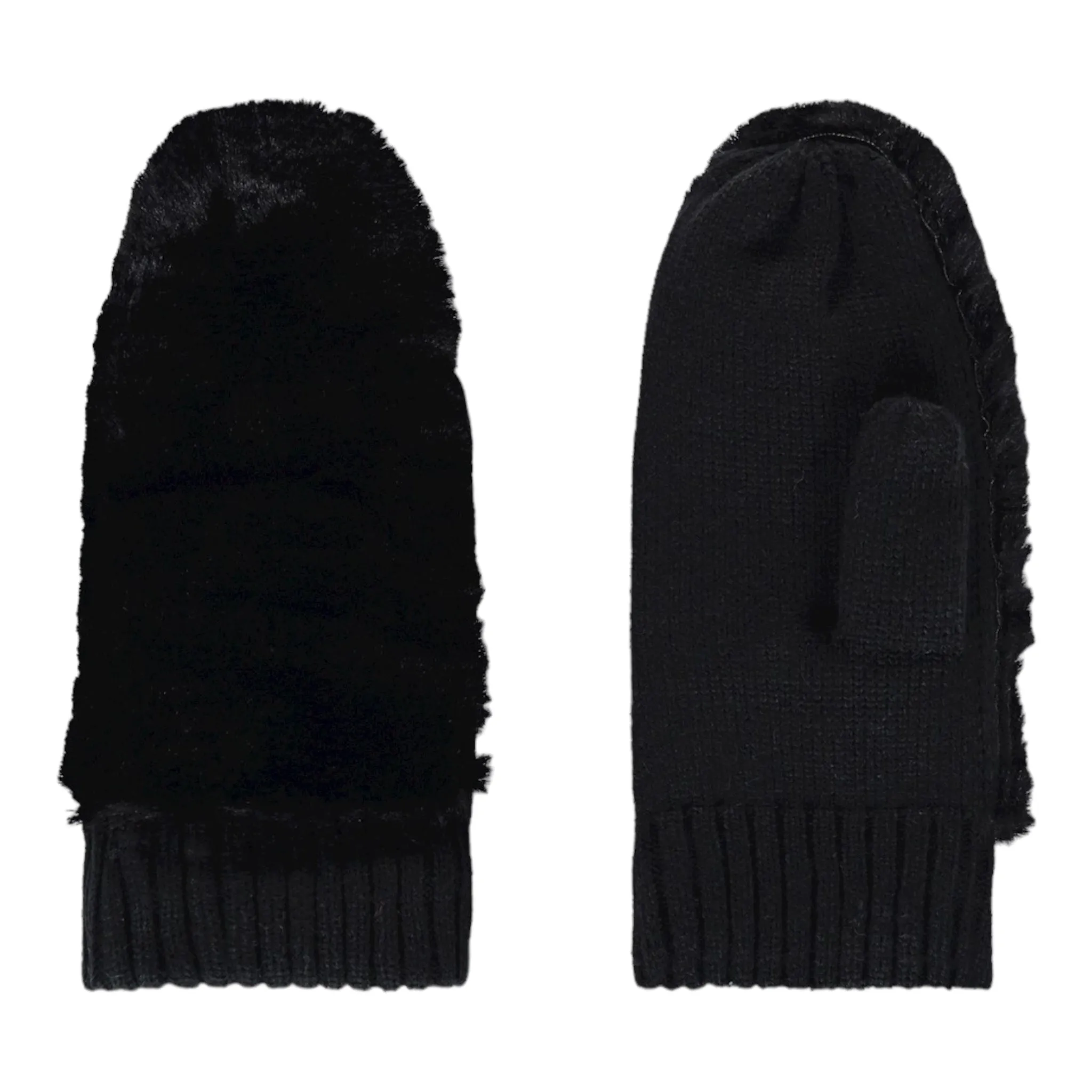 Rino & Pelle Oxo Faux Fur Mittens Black