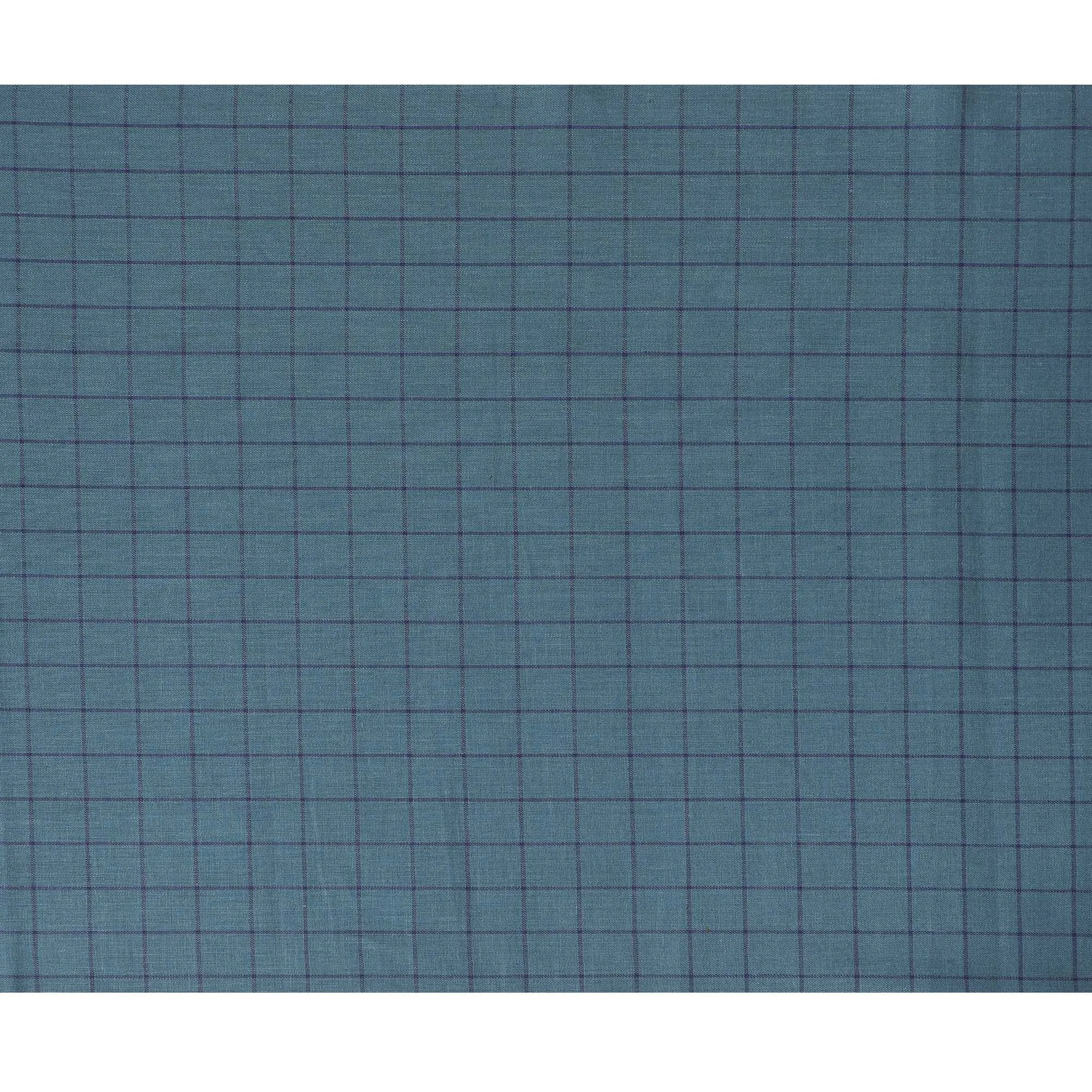 Serenity Blue Lightweight Wool Blend Fabric with Subtle Check - 150cm Width-D18584