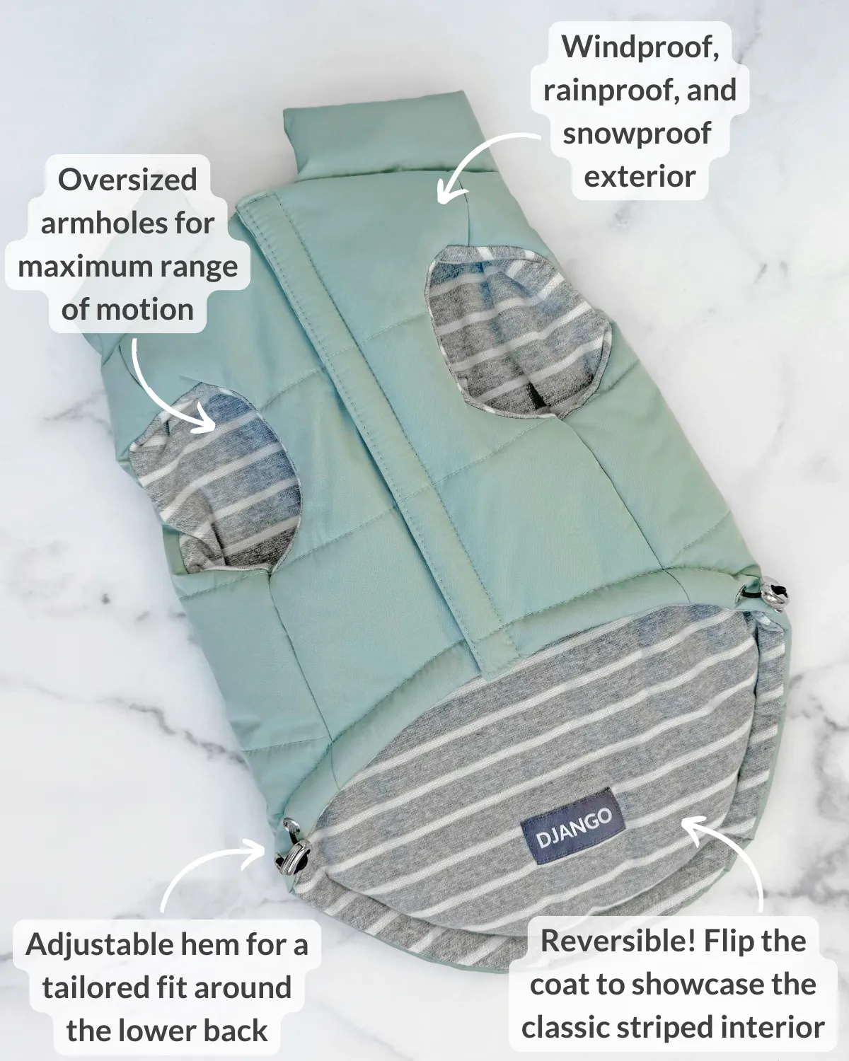 Snowline™ Puffer Dog Coat - Sea Foam Green