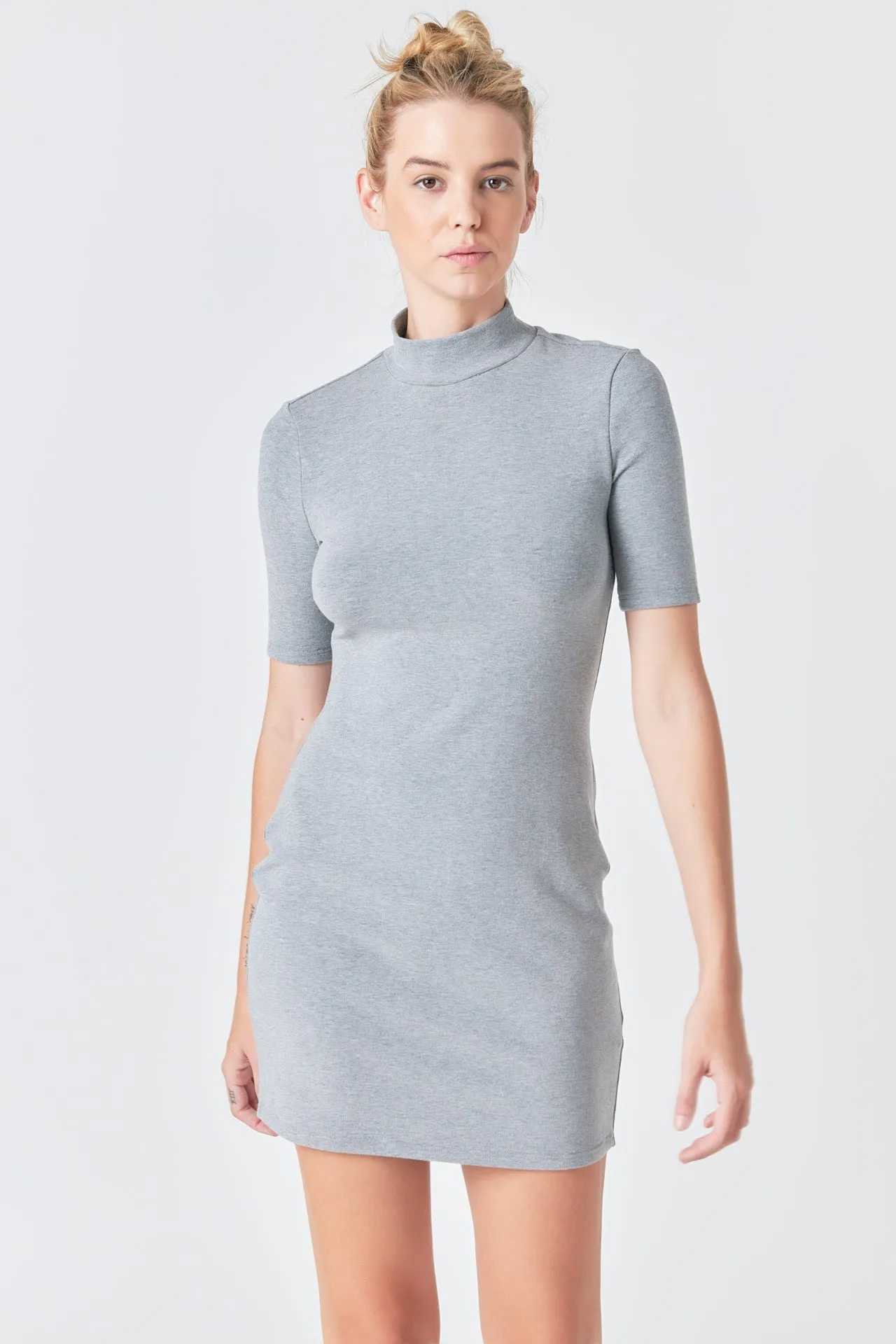 Soft Mock Neck Mini Dress