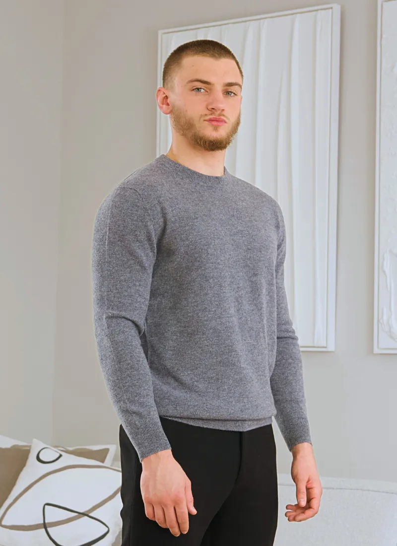 Soft Wool Fine Knit Sweater - Grey