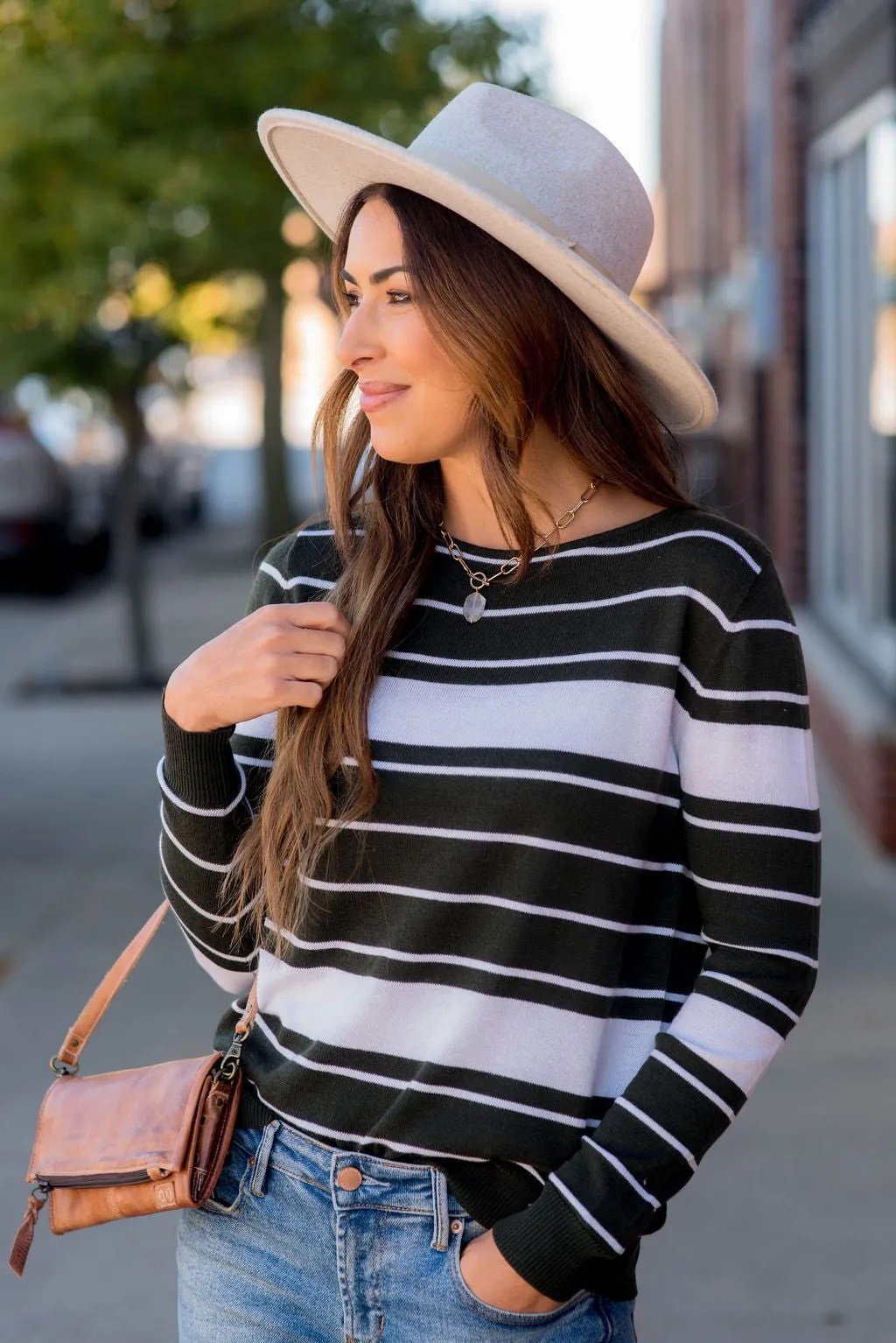 Solid Line Striped Sweater