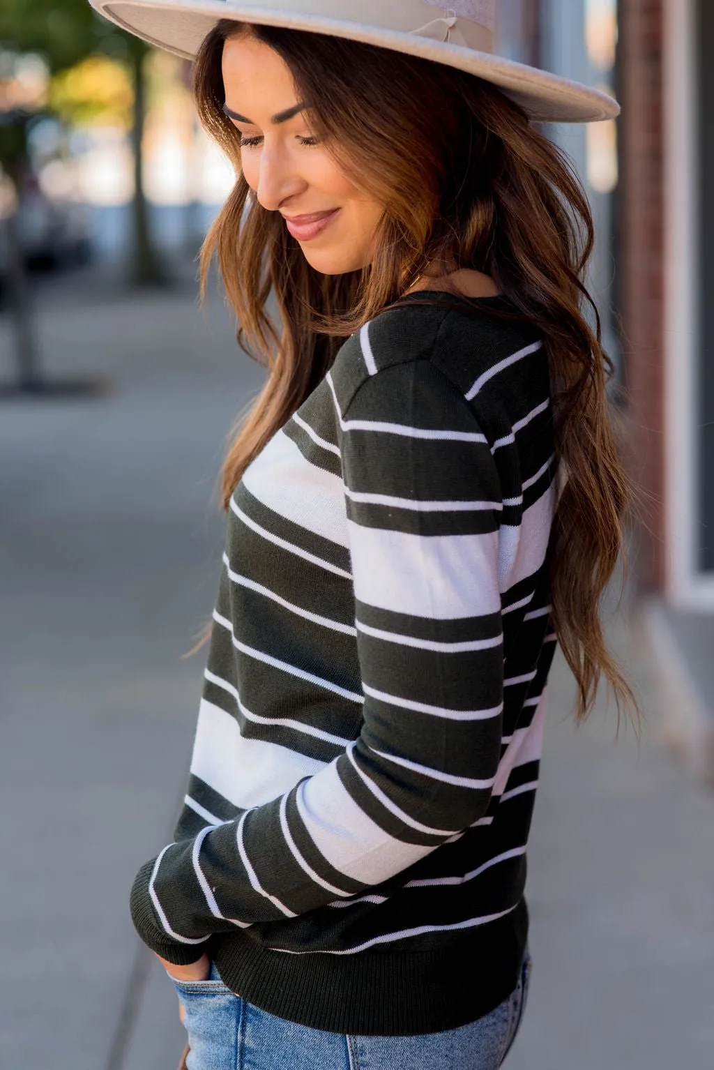 Solid Line Striped Sweater