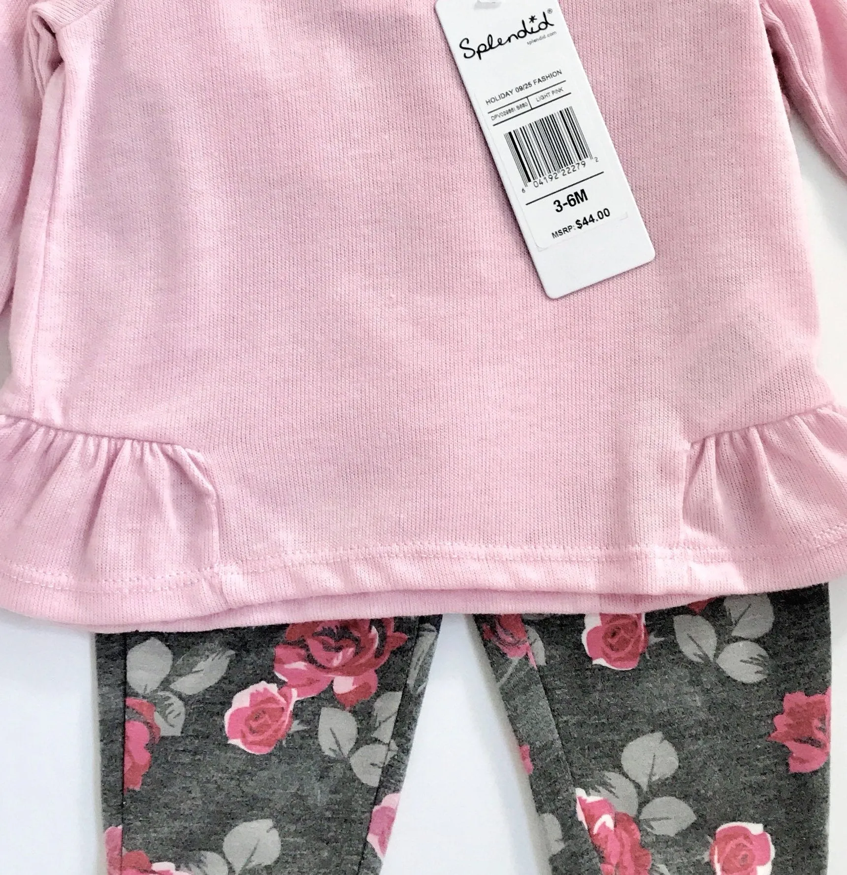 Splendid 2Pc Light Pink and Floral Legging Set