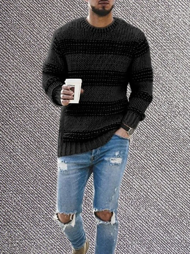 Striped Crew Neck Knitted Sweater