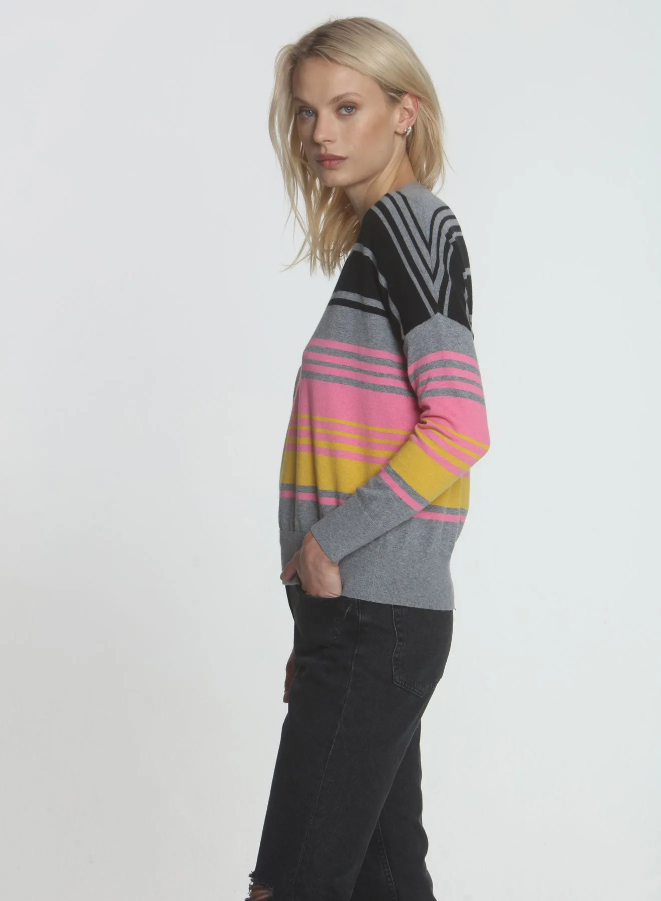 Sunrise Stripe Vee - Pink Multi