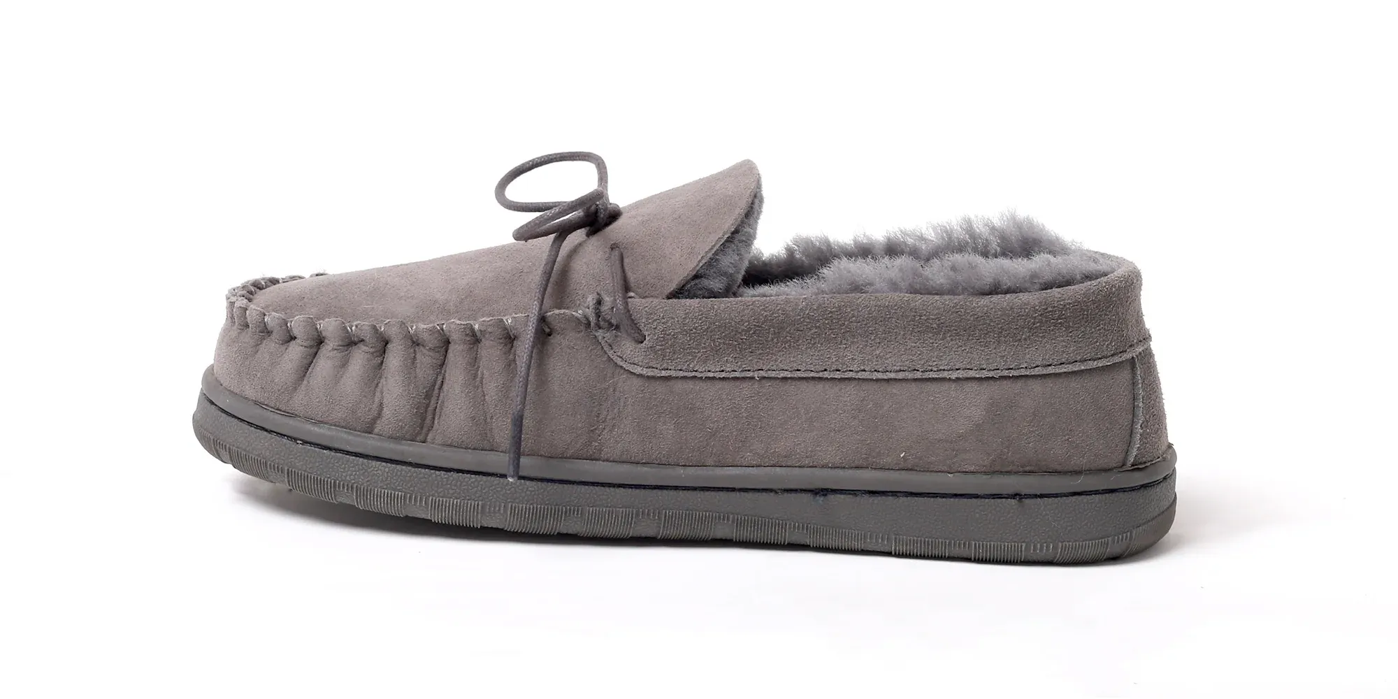 SUPERLAMB MENS MOCCASIN DELUXE  SHEEPSKIN SLIPPER CHARCOAL