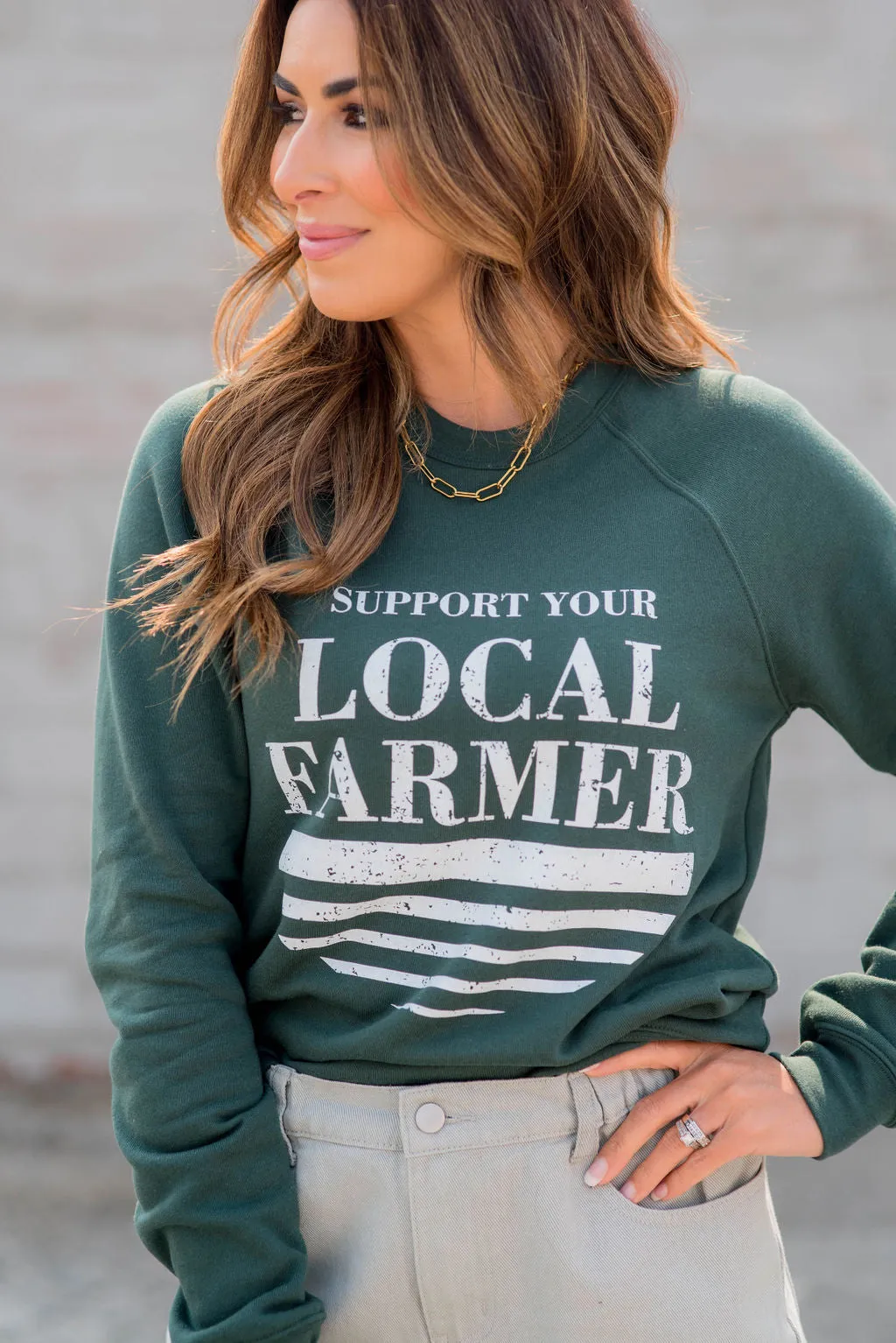 Support Your Local Farmer Underlined Graphic Crewneck