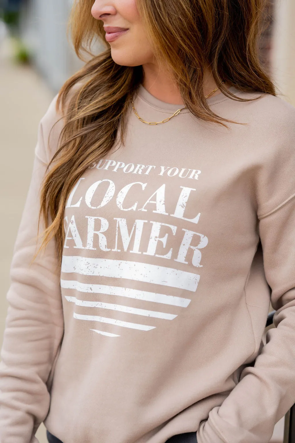 Support Your Local Farmer Underlined Graphic Crewneck