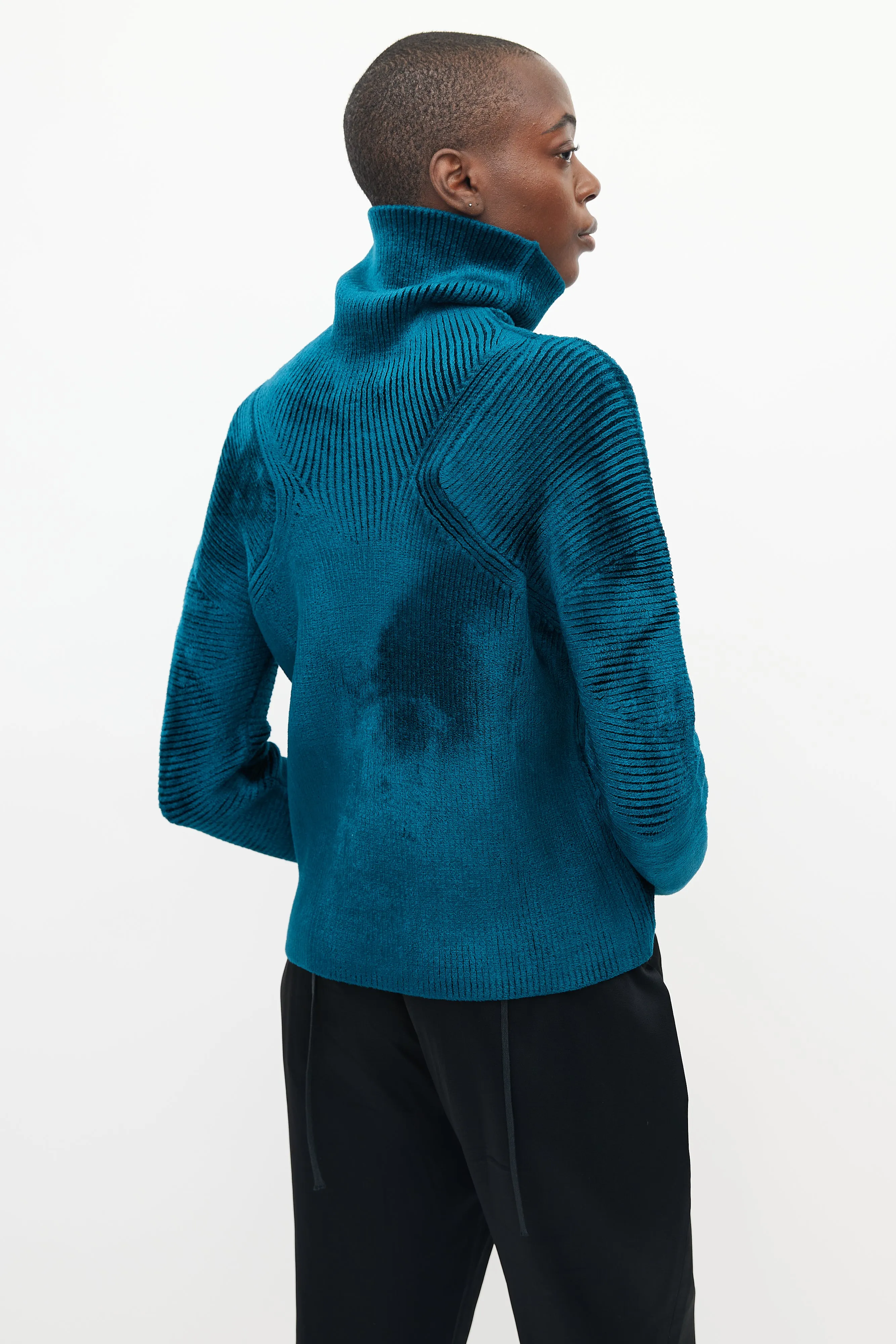 Teal Velour Ribbed Turtleneck