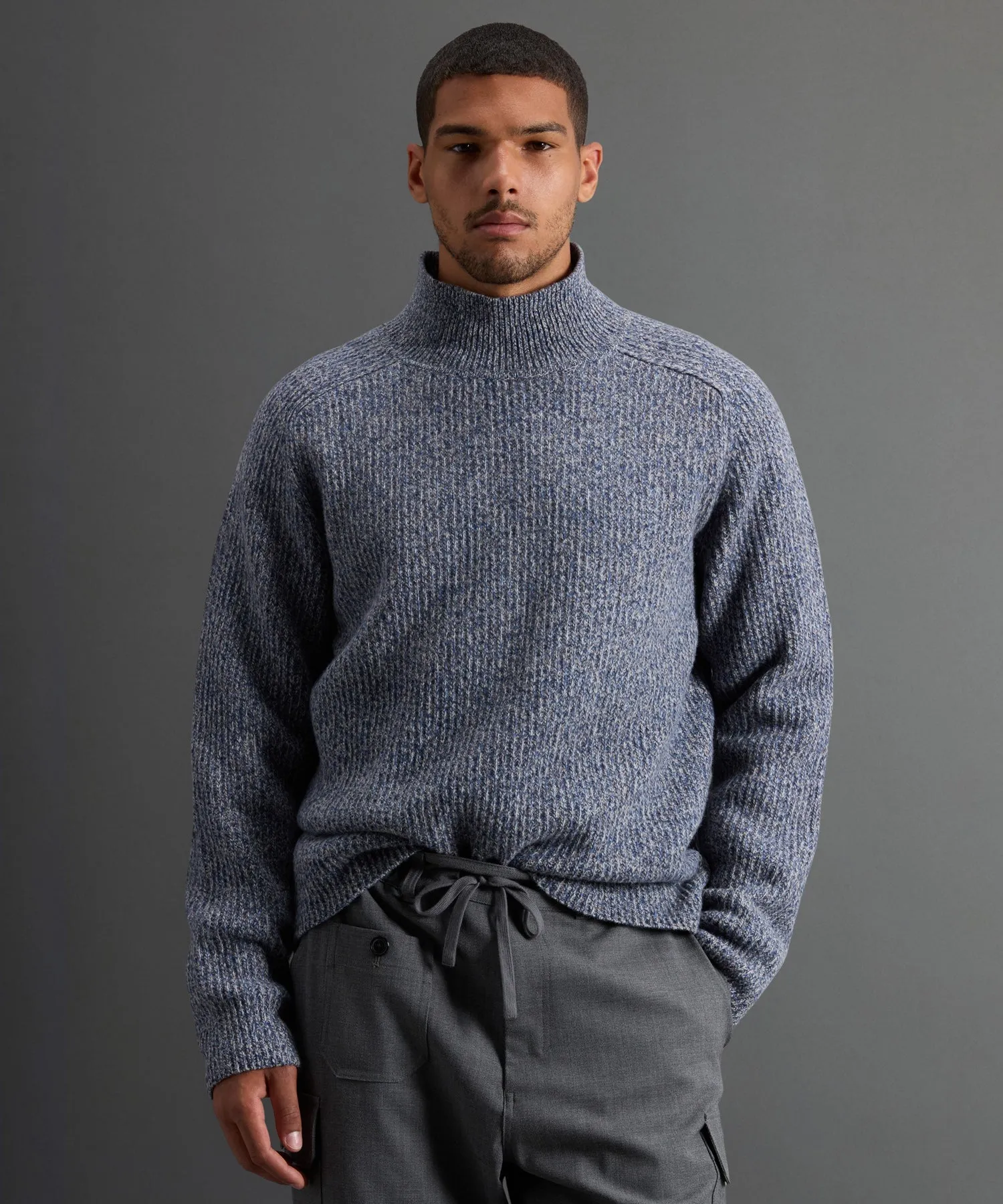 Todd Snyder X Woolrich Mouliné Turtleneck in Navy