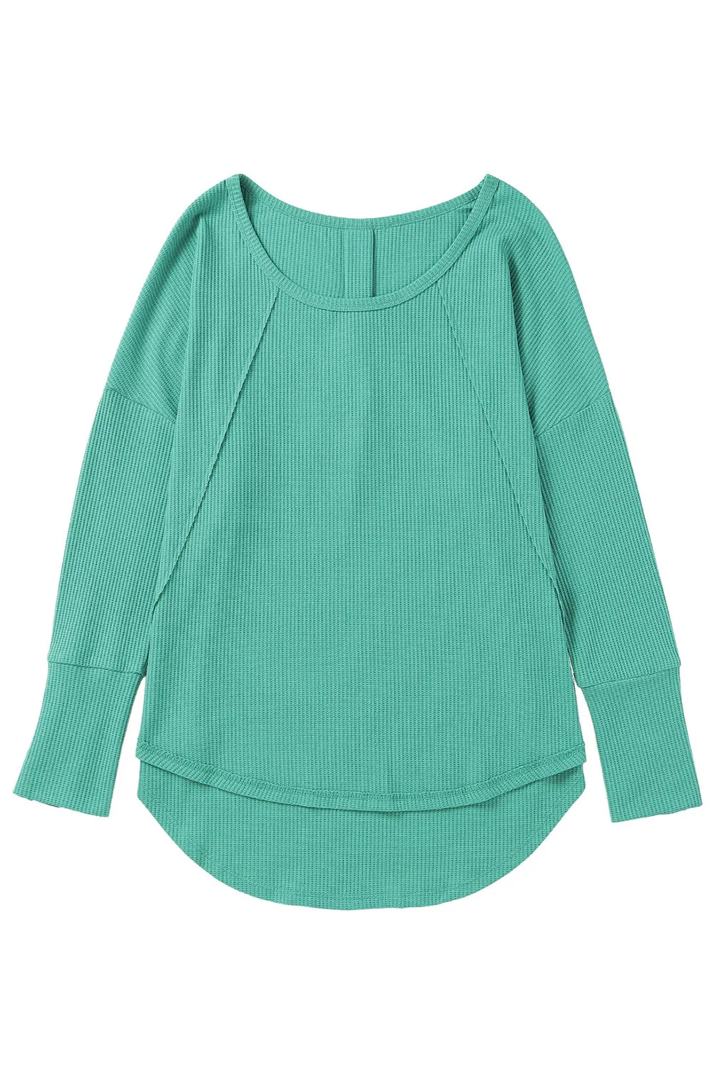 Waffle Pleated Long Sleeve Top