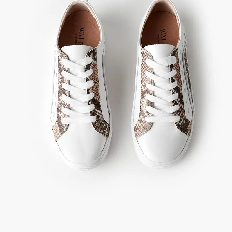 Walnut Melbourne - The Hatch Leather Sneaker - White