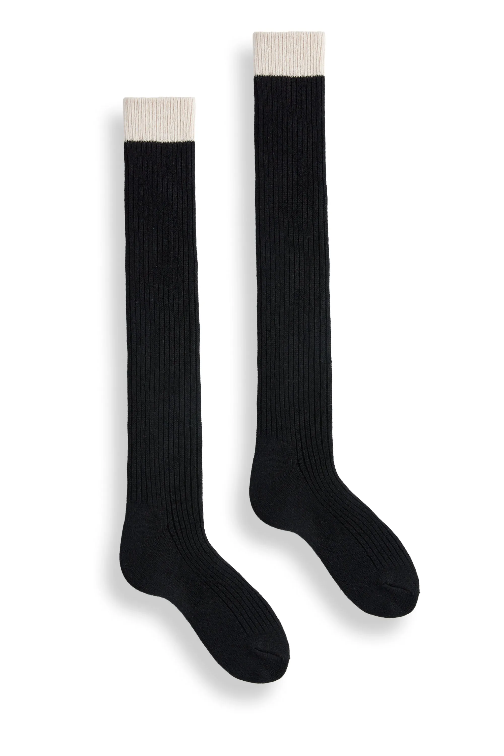 women's créme top ribbed wool cashmere knee high socks