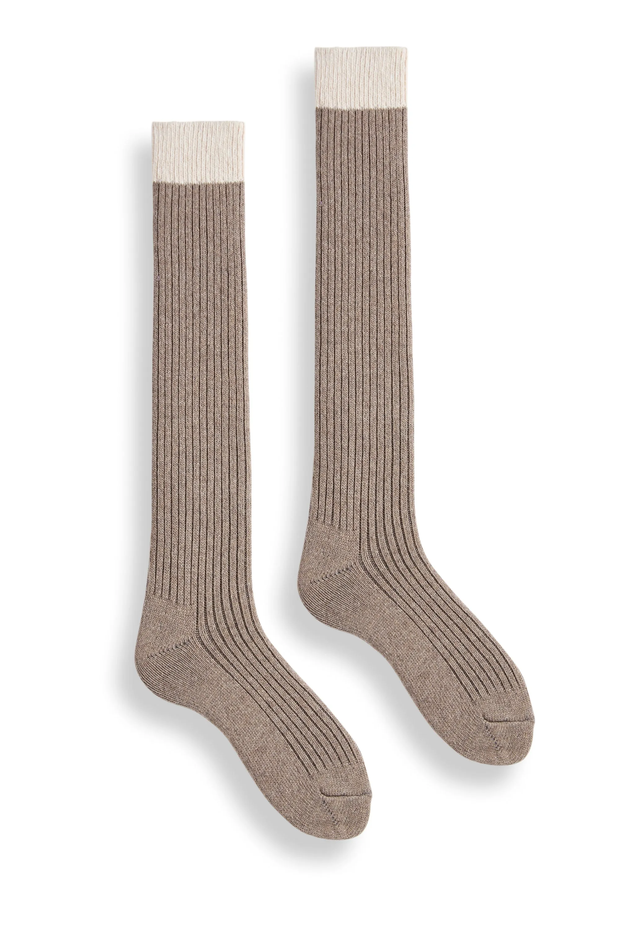 women's créme top ribbed wool cashmere knee high socks