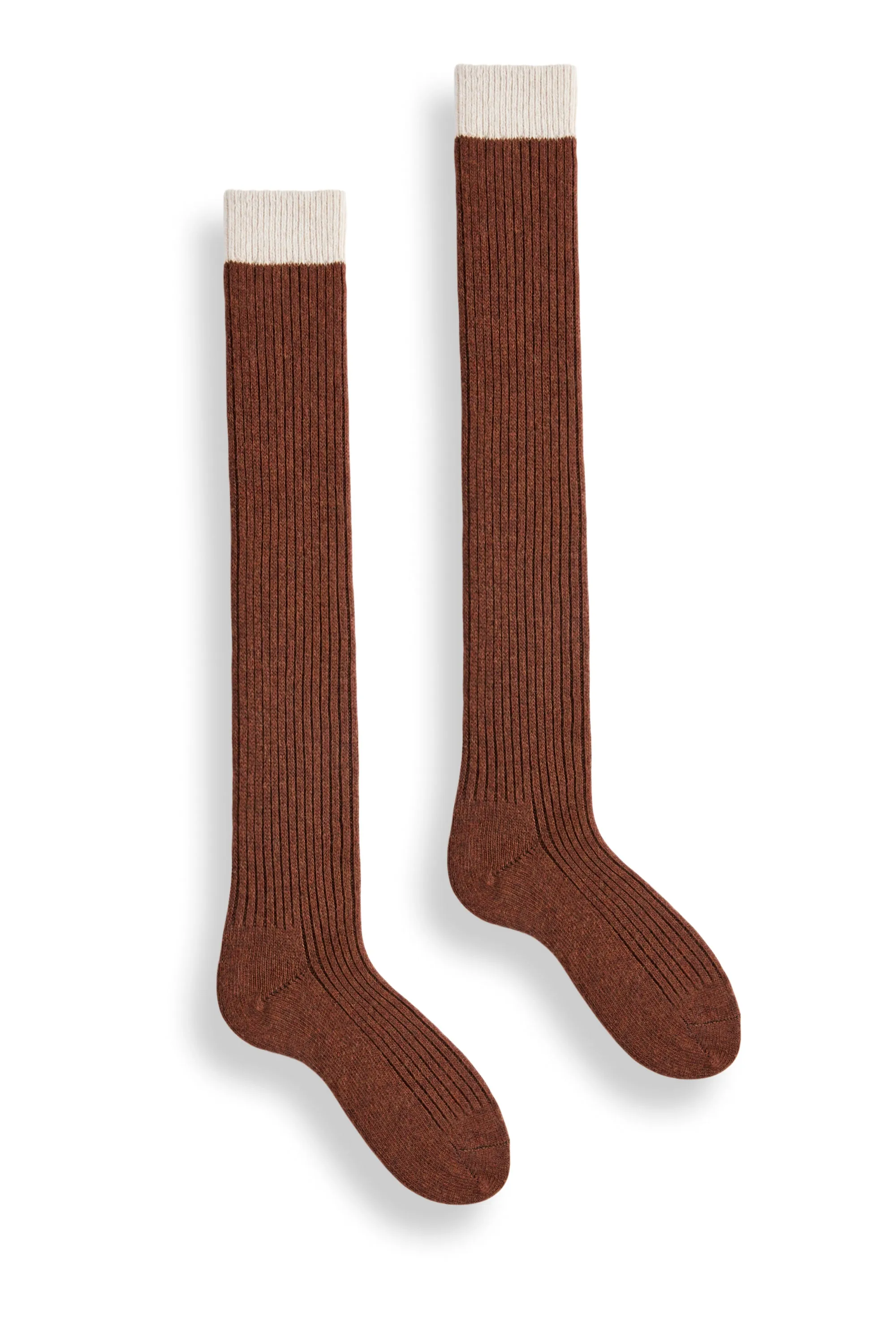 women's créme top ribbed wool cashmere knee high socks