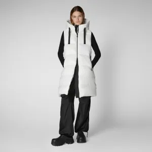 Women's Hooded Animal free Puffer Vest Iria in Off white