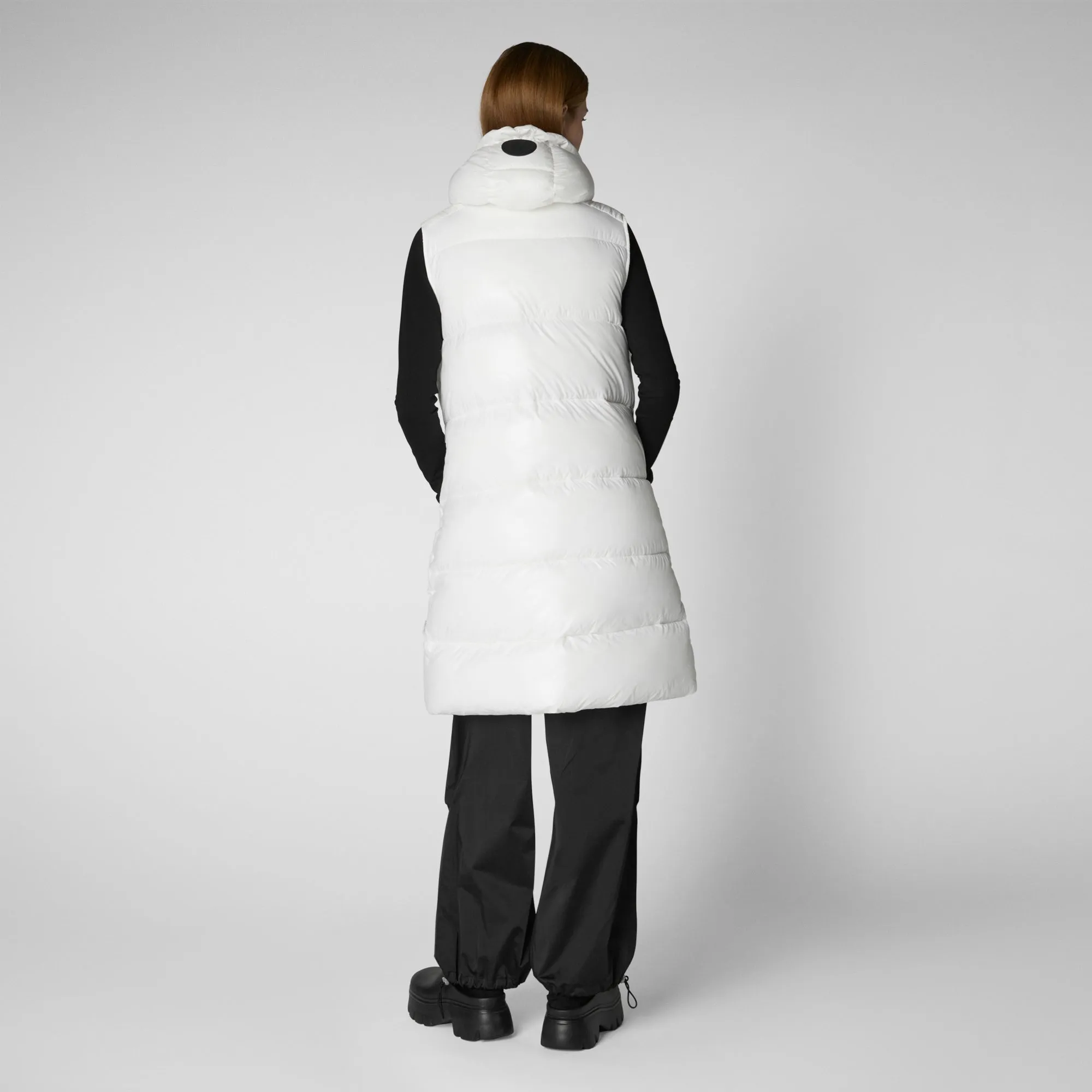 Women's Hooded Animal free Puffer Vest Iria in Off white