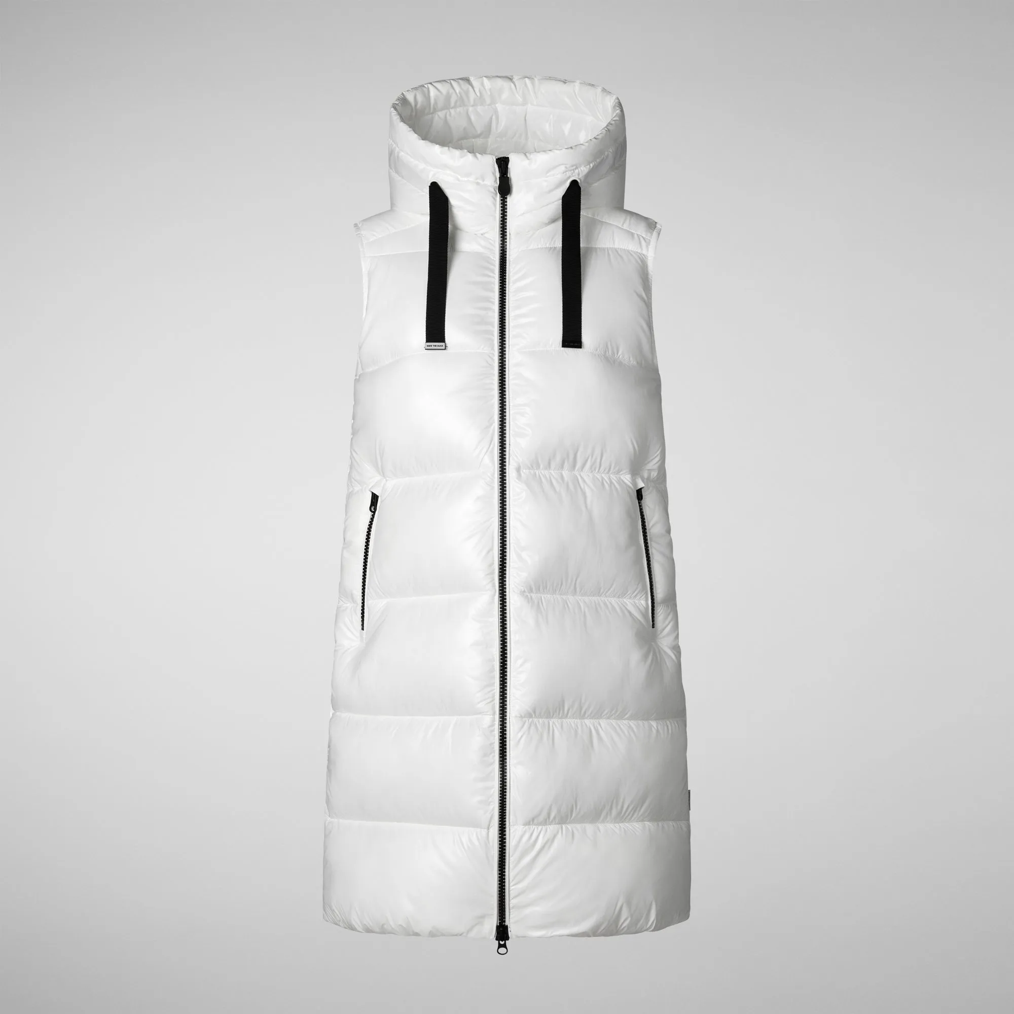 Women's Hooded Animal free Puffer Vest Iria in Off white